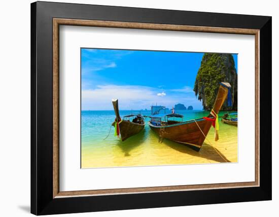 Travel Landscape, Beach With Blue Water And Sky At Summer-SergWSQ-Framed Photographic Print