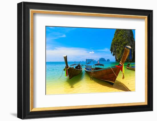 Travel Landscape, Beach With Blue Water And Sky At Summer-SergWSQ-Framed Photographic Print