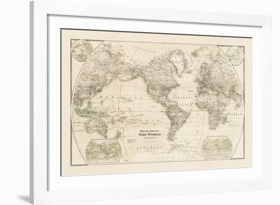 Travel Map of the World-The Vintage Collection-Framed Giclee Print
