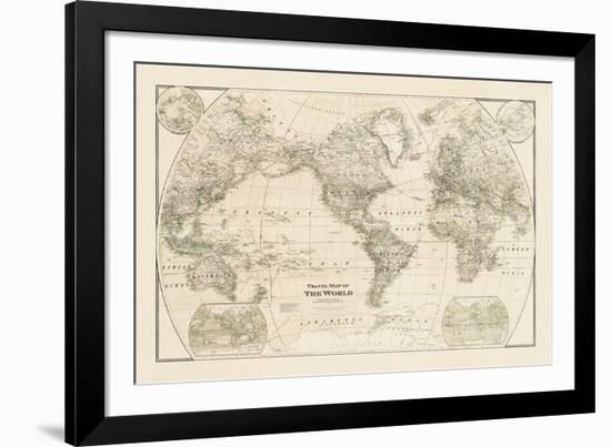 Travel Map of the World-The Vintage Collection-Framed Giclee Print