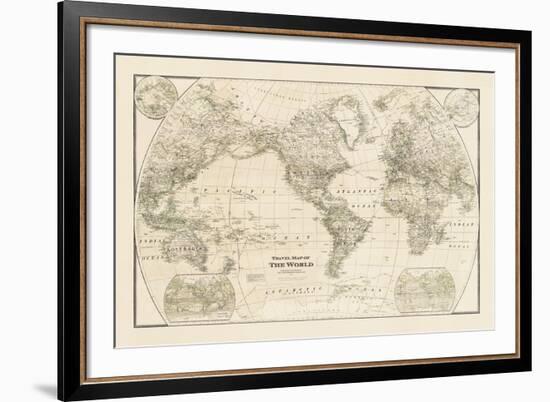 Travel Map of the World-The Vintage Collection-Framed Giclee Print