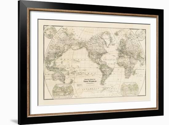 Travel Map of the World-The Vintage Collection-Framed Giclee Print