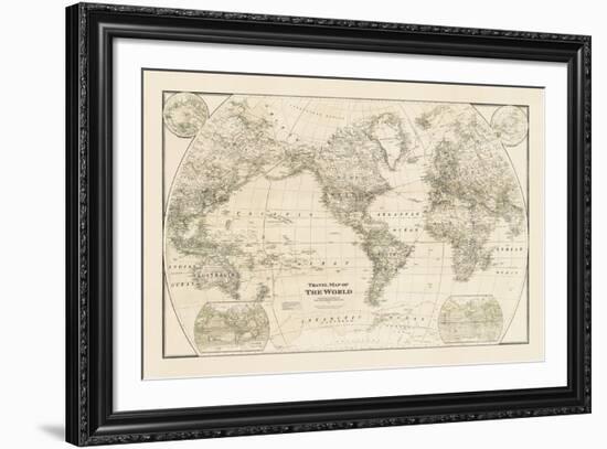 Travel Map of the World-The Vintage Collection-Framed Giclee Print