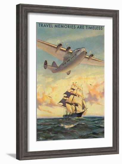 Travel Memories are Timeless, Airplane and Sailing Ship-null-Framed Art Print