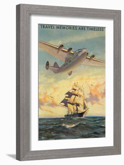 Travel Memories are Timeless, Airplane and Sailing Ship-null-Framed Art Print