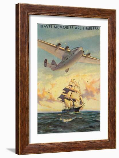 Travel Memories are Timeless, Airplane and Sailing Ship-null-Framed Art Print