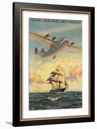 Travel Memories are Timeless, Airplane and Sailing Ship-null-Framed Art Print