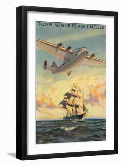 Travel Memories are Timeless, Airplane and Sailing Ship-null-Framed Art Print