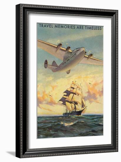 Travel Memories are Timeless, Airplane and Sailing Ship-null-Framed Art Print