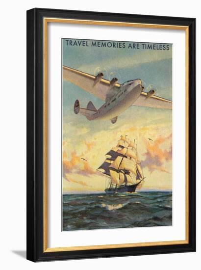 Travel Memories are Timeless, Airplane and Sailing Ship-null-Framed Art Print