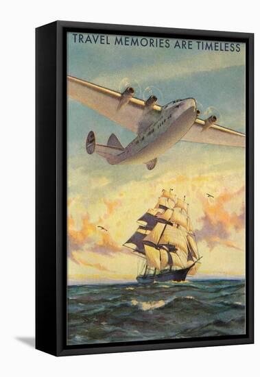 Travel Memories are Timeless, Airplane and Sailing Ship-null-Framed Stretched Canvas