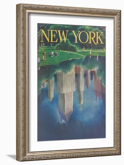 Travel Poster, Central Park, New York City-null-Framed Art Print