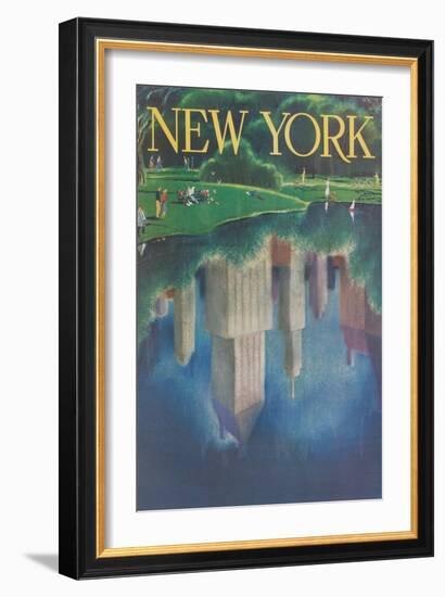 Travel Poster, Central Park, New York City-null-Framed Art Print