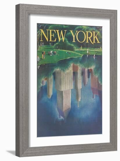 Travel Poster, Central Park, New York City-null-Framed Premium Giclee Print