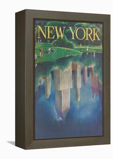 Travel Poster, Central Park, New York City-null-Framed Stretched Canvas