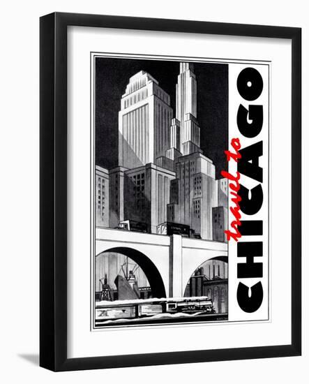 Travel Poster - Chicago-The Saturday Evening Post-Framed Giclee Print