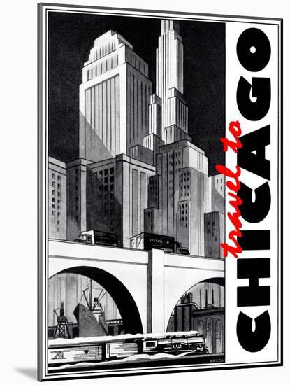 Travel Poster - Chicago-The Saturday Evening Post-Mounted Giclee Print