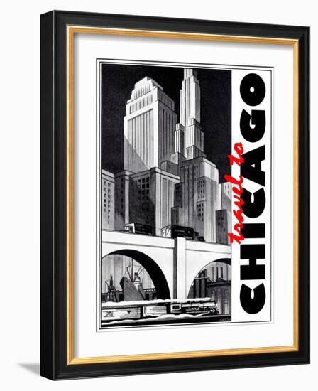 Travel Poster - Chicago-The Saturday Evening Post-Framed Giclee Print