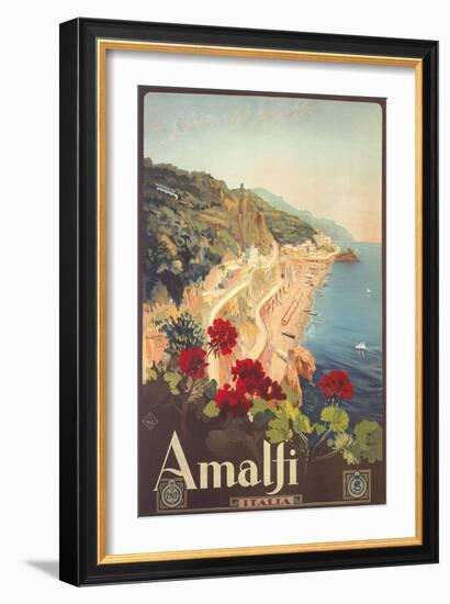 Travel Poster for Amalfi-null-Framed Art Print