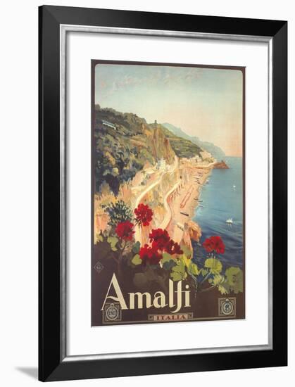 Travel Poster for Amalfi-null-Framed Art Print