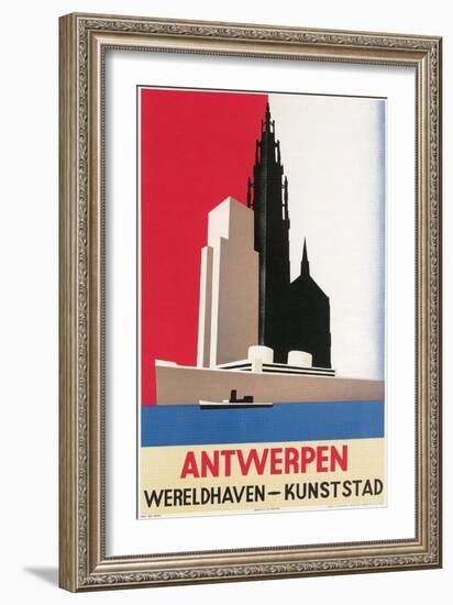 Travel Poster for Antwerp-null-Framed Art Print