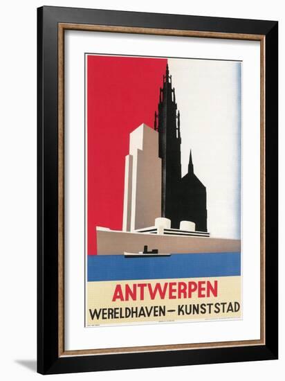 Travel Poster for Antwerp-null-Framed Art Print