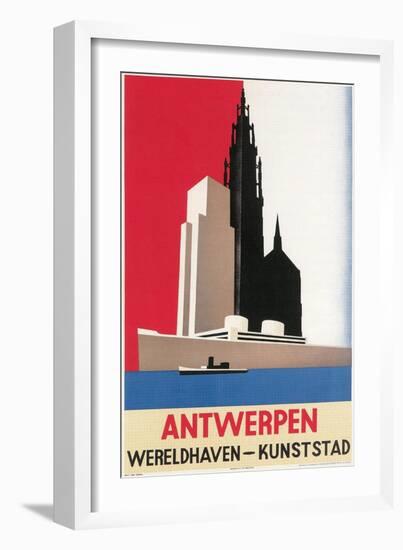 Travel Poster for Antwerp-null-Framed Art Print