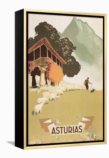 Travel Poster for Asturias, Spain-null-Framed Stretched Canvas