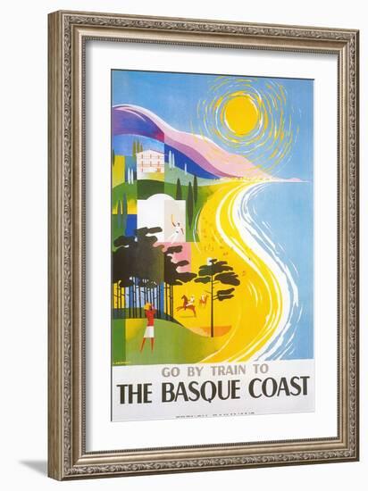 Travel Poster for Basque Coast-null-Framed Art Print