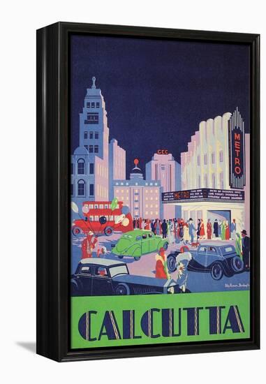 Travel Poster for Calcutta, India-null-Framed Stretched Canvas