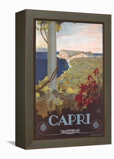 Travel Poster for Capri-null-Framed Stretched Canvas