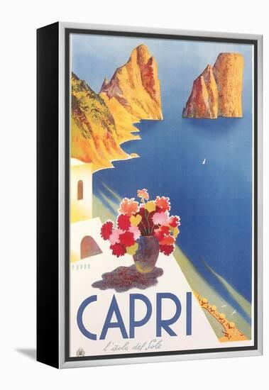 Travel Poster for Capri-null-Framed Stretched Canvas