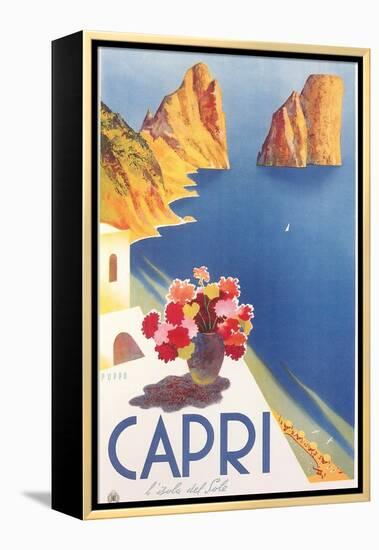 Travel Poster for Capri-null-Framed Stretched Canvas