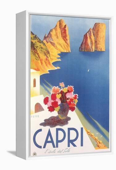 Travel Poster for Capri-null-Framed Stretched Canvas