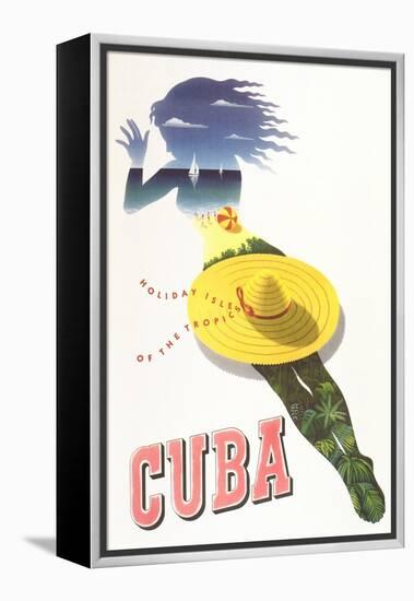 Travel Poster for Cuba-null-Framed Stretched Canvas