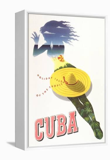 Travel Poster for Cuba-null-Framed Stretched Canvas