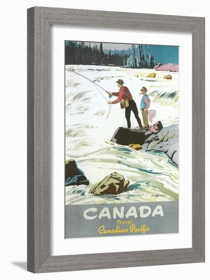 Travel Poster for Fishing in Canada--Framed Art Print