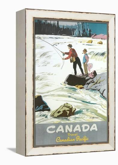 Travel Poster for Fishing in Canada-null-Framed Stretched Canvas