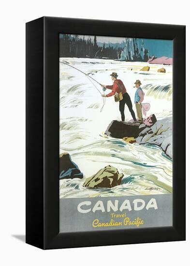 Travel Poster for Fishing in Canada-null-Framed Stretched Canvas