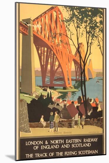 Travel Poster for Flying Scotsman, Forth Bridge-null-Mounted Art Print