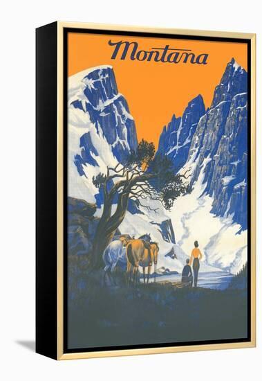 Travel Poster for Glacier Park-null-Framed Stretched Canvas