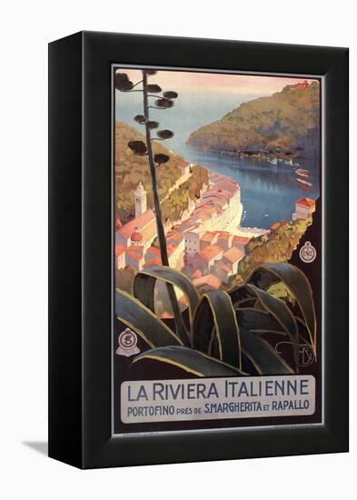 Travel Poster for Italian Riviera-null-Framed Stretched Canvas