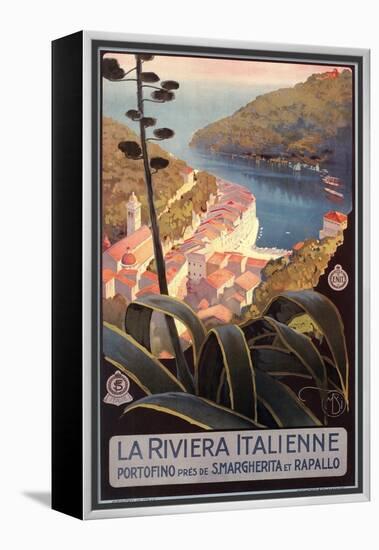 Travel Poster for Italian Riviera-null-Framed Stretched Canvas