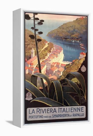 Travel Poster for Italian Riviera-null-Framed Stretched Canvas