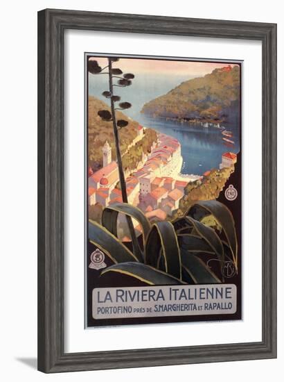 Travel Poster for Italian Riviera--Framed Art Print