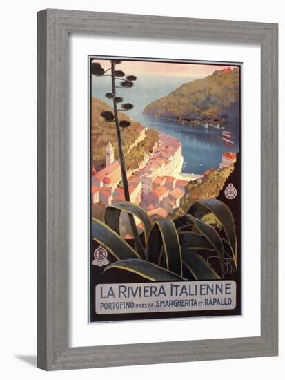 Travel Poster for Italian Riviera-null-Framed Art Print