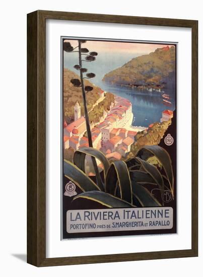Travel Poster for Italian Riviera-null-Framed Art Print