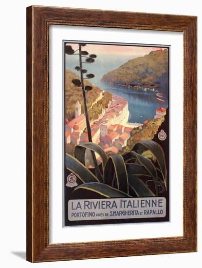 Travel Poster for Italian Riviera-null-Framed Art Print