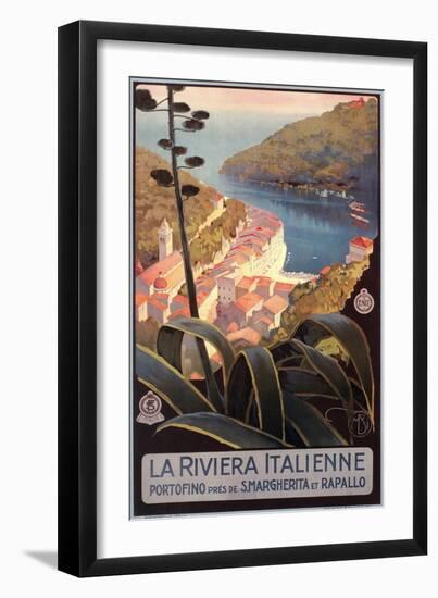 Travel Poster for Italian Riviera-null-Framed Art Print