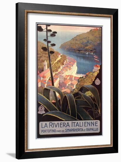 Travel Poster for Italian Riviera-null-Framed Art Print